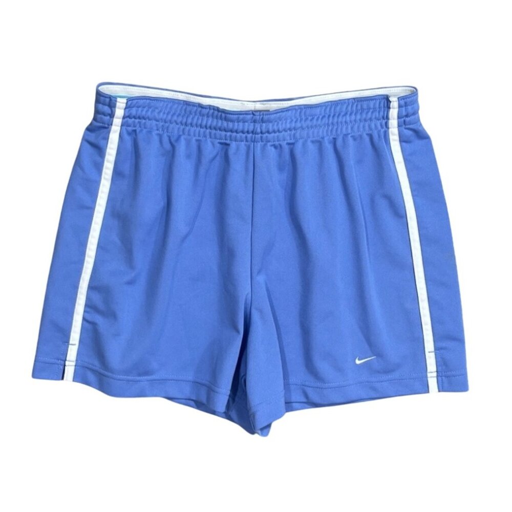 Nike Women's Athletic Shorts Blue White Size M Medium Pull- On Drawstring